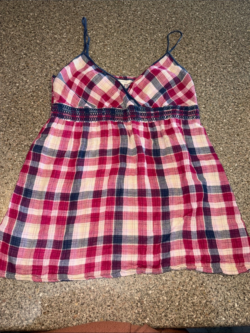 Maurices Babydoll y2k Plaid Spaghetti-Strap tank